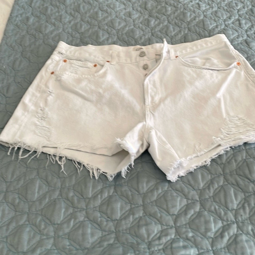Citizens Of Humanity White Distressed Jean Shorts